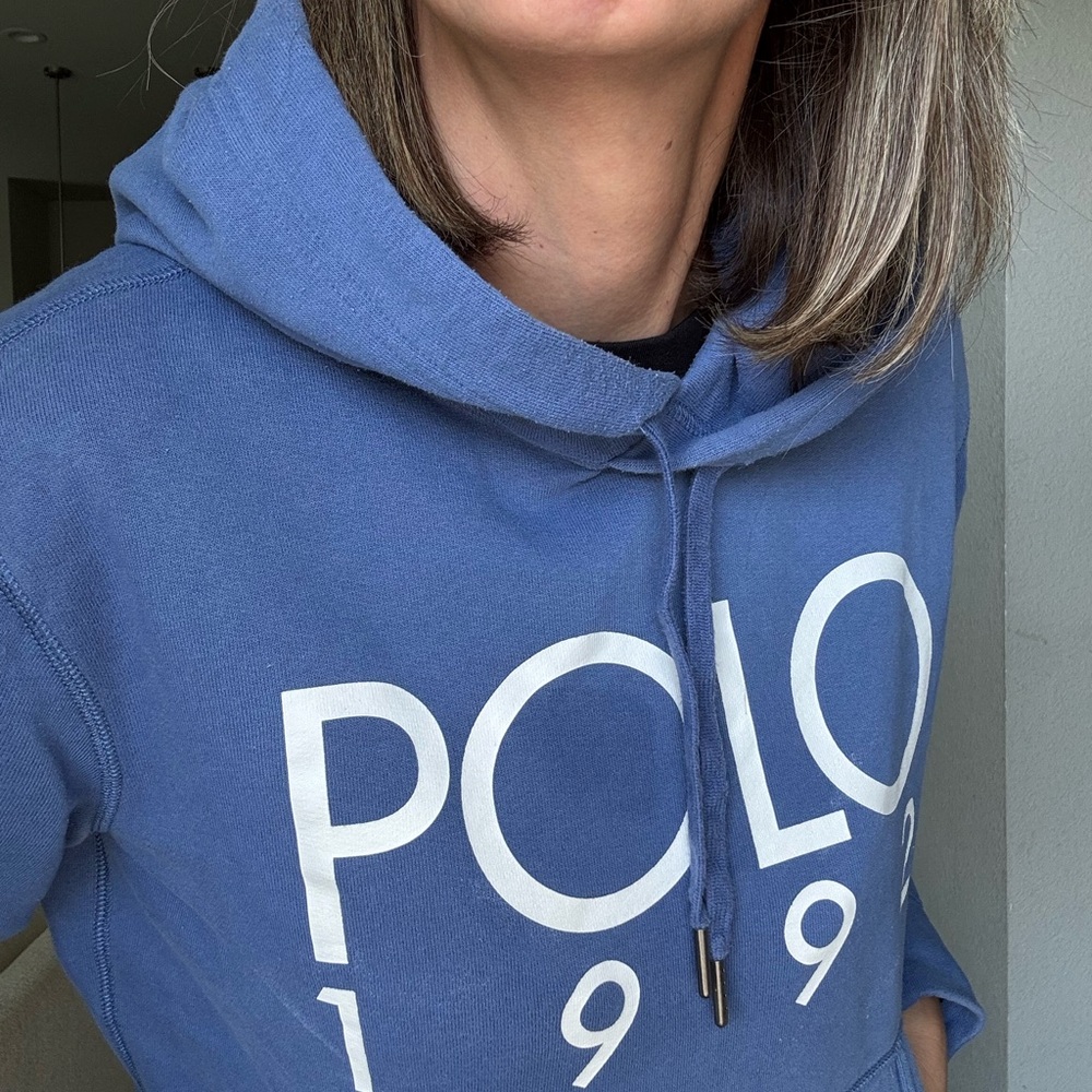 Polo Ralph Lauren Logo-Print Fleece-Back Cotton-Blend Jersey Hoodie Unisex - Picture 4 of 7